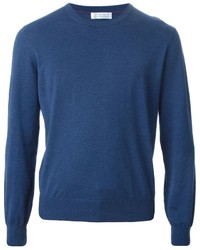 blauer Pullover mit einem Rundhalsausschnitt von Brunello Cucinelli