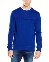 blauer Pullover mit einem Rundhalsausschnitt von Calvin Klein Jeans
