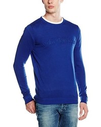 blauer Pullover mit einem Rundhalsausschnitt von Calvin Klein