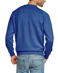 blauer Pullover mit einem Rundhalsausschnitt von Casamoda