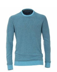 blauer Pullover mit einem Rundhalsausschnitt von Casamoda