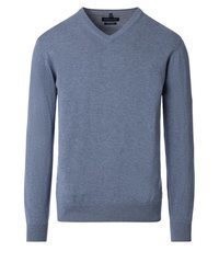 blauer Pullover mit einem Rundhalsausschnitt von Casamoda