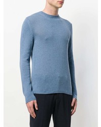 blauer Pullover mit einem Rundhalsausschnitt von Prada