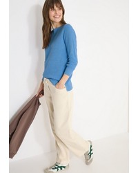 blauer Pullover mit einem Rundhalsausschnitt von Cecil