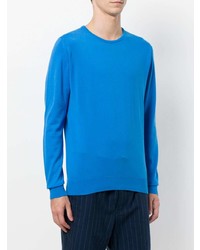 blauer Pullover mit einem Rundhalsausschnitt von John Smedley