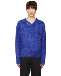 blauer Pullover mit einem Rundhalsausschnitt von Commission