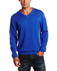 blauer Pullover mit einem Rundhalsausschnitt von Crew Clothing