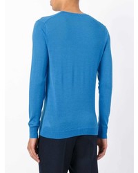 blauer Pullover mit einem Rundhalsausschnitt von Sottomettimi