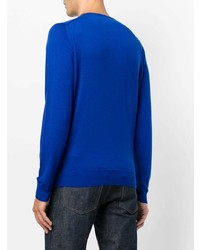 blauer Pullover mit einem Rundhalsausschnitt von John Smedley