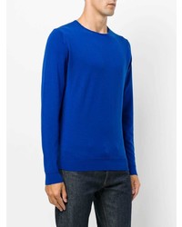 blauer Pullover mit einem Rundhalsausschnitt von John Smedley