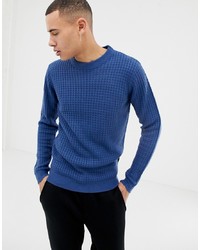 blauer Pullover mit einem Rundhalsausschnitt von D-struct