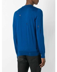 blauer Pullover mit einem Rundhalsausschnitt von Alexander McQueen