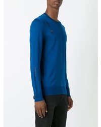 blauer Pullover mit einem Rundhalsausschnitt von Alexander McQueen