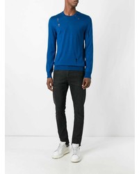 blauer Pullover mit einem Rundhalsausschnitt von Alexander McQueen