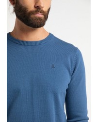 blauer Pullover mit einem Rundhalsausschnitt von Dreimaster
