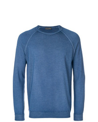 blauer Pullover mit einem Rundhalsausschnitt von Drumohr
