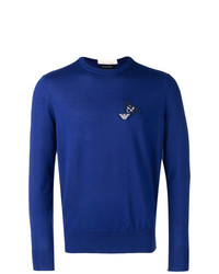blauer Pullover mit einem Rundhalsausschnitt von Emporio Armani