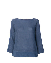 blauer Pullover mit einem Rundhalsausschnitt von Fabiana Filippi