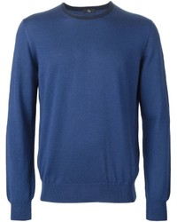 blauer Pullover mit einem Rundhalsausschnitt von Fay
