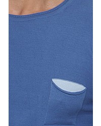 blauer Pullover mit einem Rundhalsausschnitt von FIOCEO