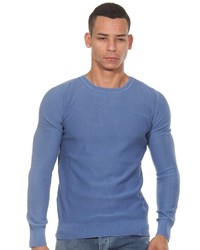 blauer Pullover mit einem Rundhalsausschnitt von FIOCEO