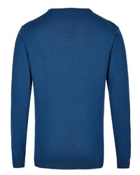 blauer Pullover mit einem Rundhalsausschnitt von Hajo