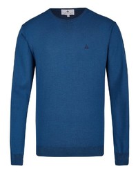 blauer Pullover mit einem Rundhalsausschnitt von Hajo