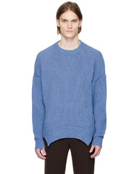blauer Pullover mit einem Rundhalsausschnitt von Jil Sander