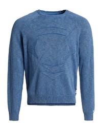 blauer Pullover mit einem Rundhalsausschnitt von khujo