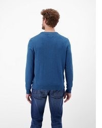 blauer Pullover mit einem Rundhalsausschnitt von LERROS