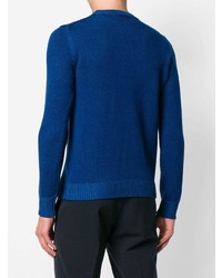 blauer Pullover mit einem Rundhalsausschnitt von Roberto Collina