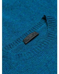 blauer Pullover mit einem Rundhalsausschnitt von Prada