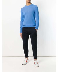 blauer Pullover mit einem Rundhalsausschnitt von Moncler