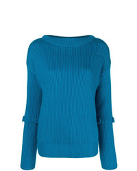 blauer Pullover mit einem Rundhalsausschnitt von Maison Flaneur