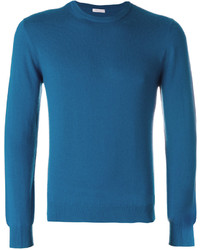 blauer Pullover mit einem Rundhalsausschnitt von Malo