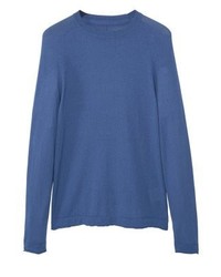 blauer Pullover mit einem Rundhalsausschnitt von Mango