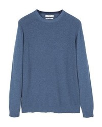 blauer Pullover mit einem Rundhalsausschnitt von Mango