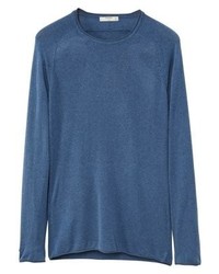blauer Pullover mit einem Rundhalsausschnitt von Mango