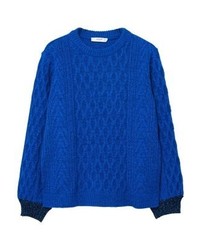 blauer Pullover mit einem Rundhalsausschnitt von Mango
