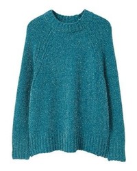 blauer Pullover mit einem Rundhalsausschnitt von Mango
