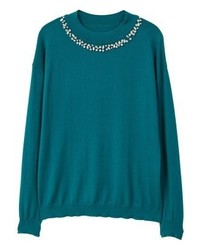 blauer Pullover mit einem Rundhalsausschnitt von Mango