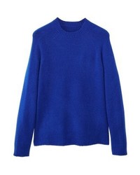 blauer Pullover mit einem Rundhalsausschnitt von Mango
