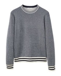 blauer Pullover mit einem Rundhalsausschnitt von Mango