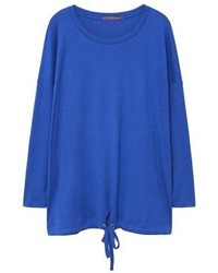 blauer Pullover mit einem Rundhalsausschnitt von Mango