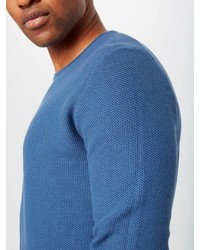 blauer Pullover mit einem Rundhalsausschnitt von Minimum