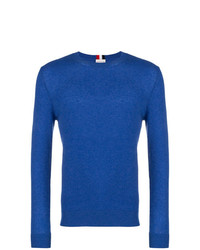 blauer Pullover mit einem Rundhalsausschnitt von Moncler