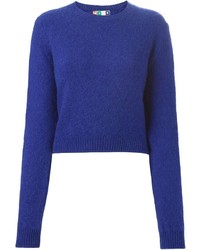 blauer Pullover mit einem Rundhalsausschnitt von MSGM