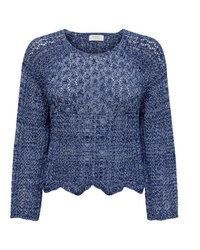blauer Pullover mit einem Rundhalsausschnitt von Only