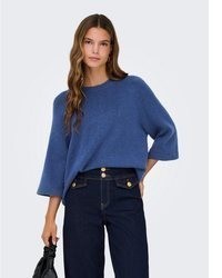 blauer Pullover mit einem Rundhalsausschnitt von Only