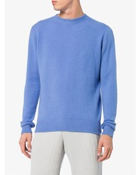 blauer Pullover mit einem Rundhalsausschnitt von The Elder Statesman